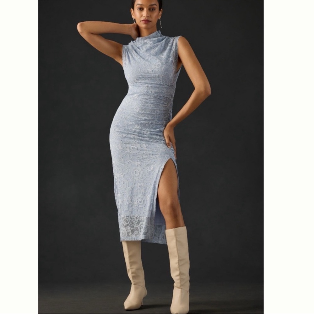 Anthropologie the Maya ruched cowl-neck dress in lace XL